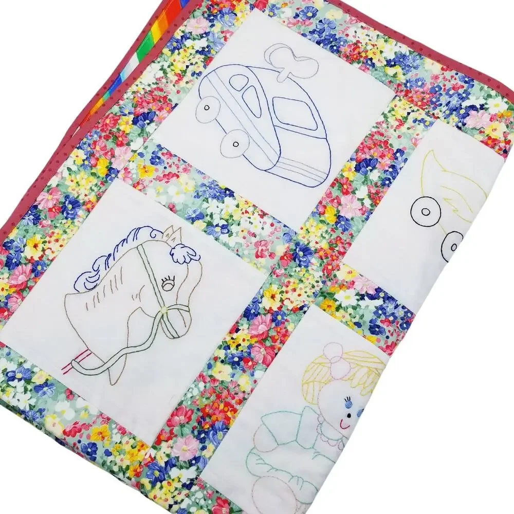 NEW Baby Toddler Crib Quilt Floral Stripes Bright Softball Guitar Horse Baseball